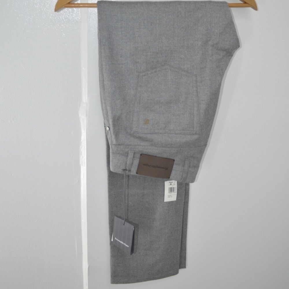 Ermenegildo Zegna Gray Wool Pants, 34 W x 34 L